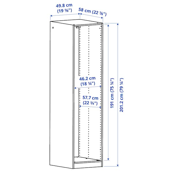 PAX - Wardrobe frame, oak effect with white stain,50x58x201 cm