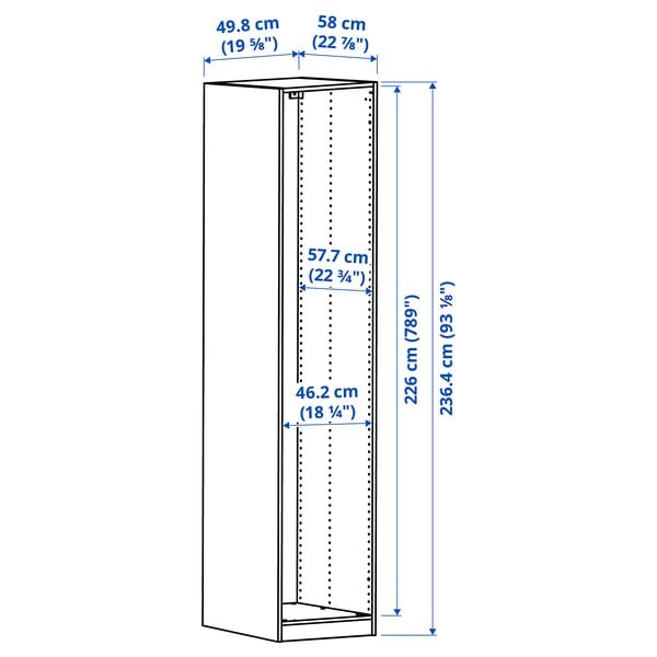 Ikea PAX - Wardrobe frame, oak effect with white stain,50x58x236 cm