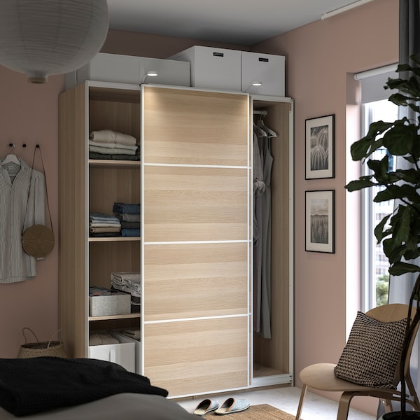 PAX - Wardrobe frame, oak effect with white stain,75x58x201 cm