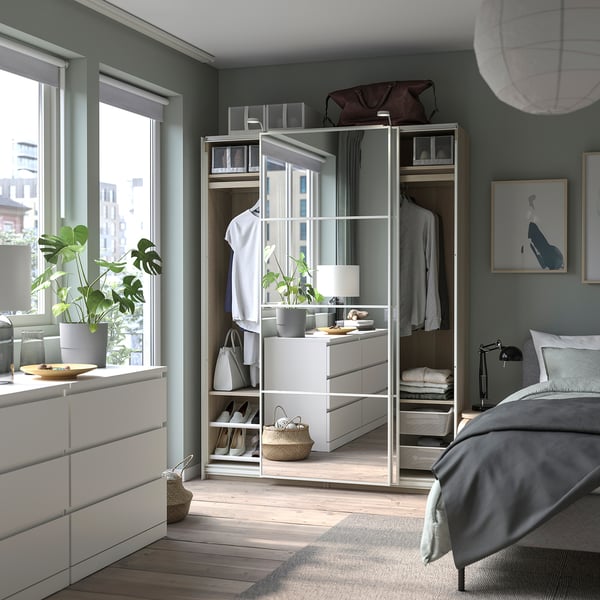 PAX wardrobe frame, white stained oak effect, 100x35x201 cm