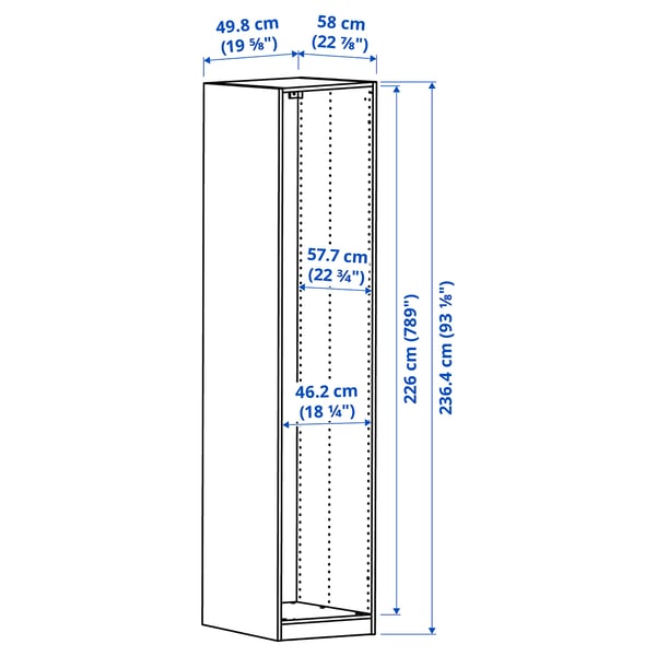 PAX wardrobe frame, grey-beige, 50x58x236 cm