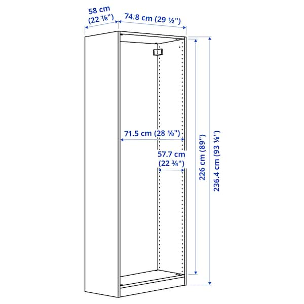 PAX - Wardrobe frame, dark grey,75x58x236 cm