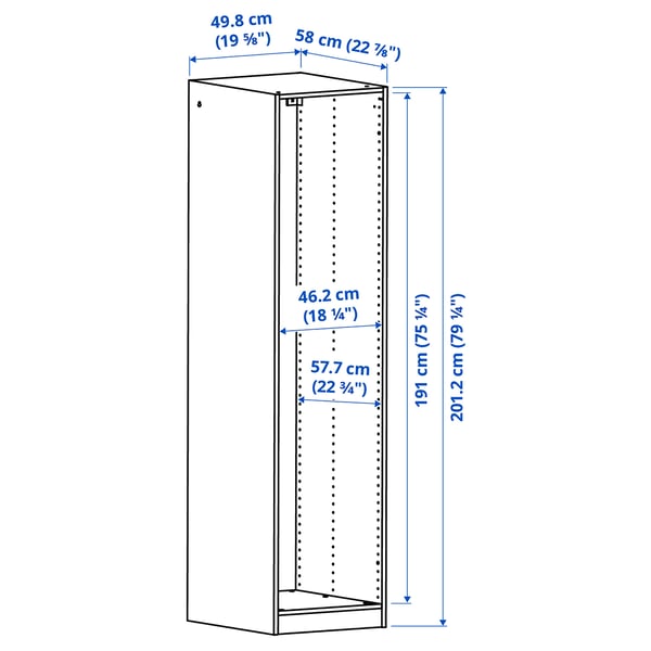 PAX wardrobe frame, dark grey, 50x58x201 cm