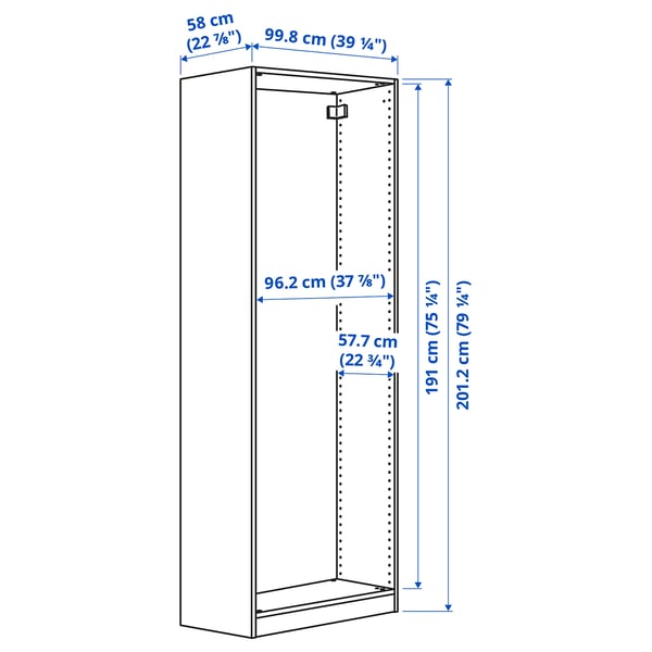 PAX wardrobe frame, dark grey, 100x58x201 cm