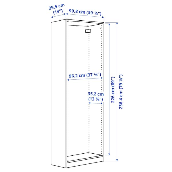 PAX wardrobe frame, dark grey, 100x35x236 cm