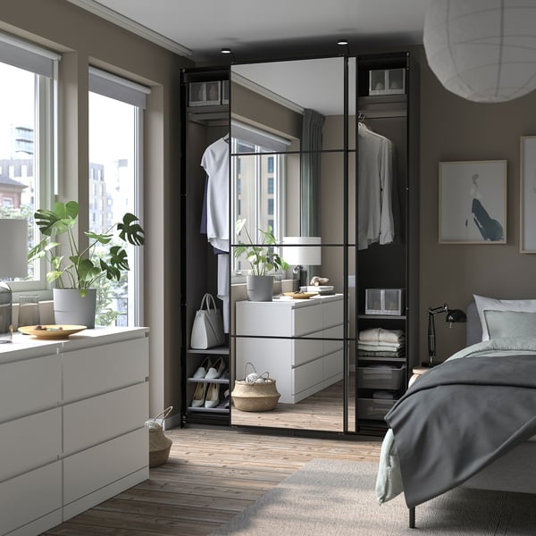 PAX - Wardrobe frame, dark grey,100x35x236 cm