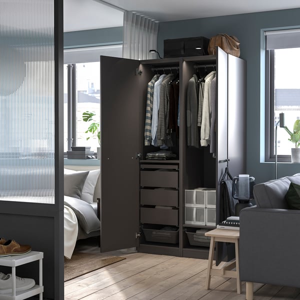 PAX - Wardrobe frame, dark grey,50x58x201 cm