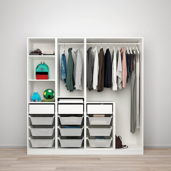 PAX / SVARTISDAL - Wardrobe combination, white white/paper effect,200x66x201 cm