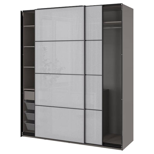 Ikea PAX / SVARTISDAL - Wardrobe combination, dark grey/white paper effect,200x66x236 cm