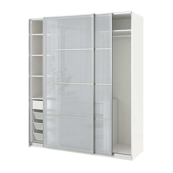 PAX / SVARTISDAL - Wardrobe with sliding doors, white/white paper effect,200x66x236 cm