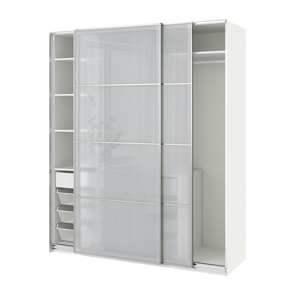 PAX / SVARTISDAL wardrobe with sliding doors, white/white paper effect, 200x66x236 cm