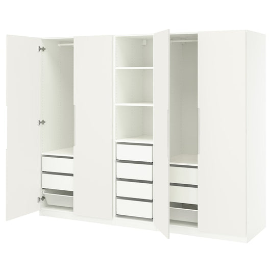 PAX / TONSTAD - Wardrobe combination, white/off-white,250x60x201 cm