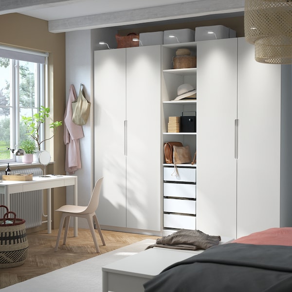 PAX / TONSTAD - Wardrobe combination, white/off-white,250x60x236 cm