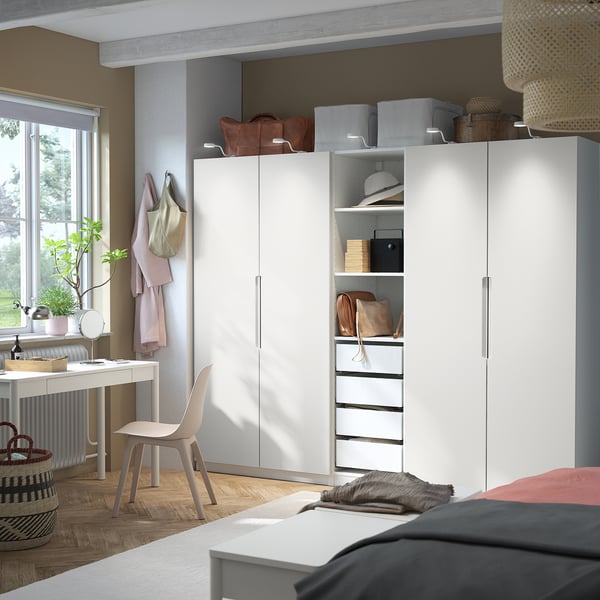 PAX / TONSTAD wardrobe combination, white/off-white, 250x60x201 cm