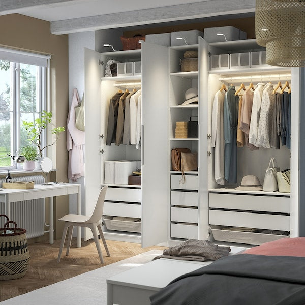 PAX / TONSTAD - Wardrobe combination, white/off-white,250x60x236 cm