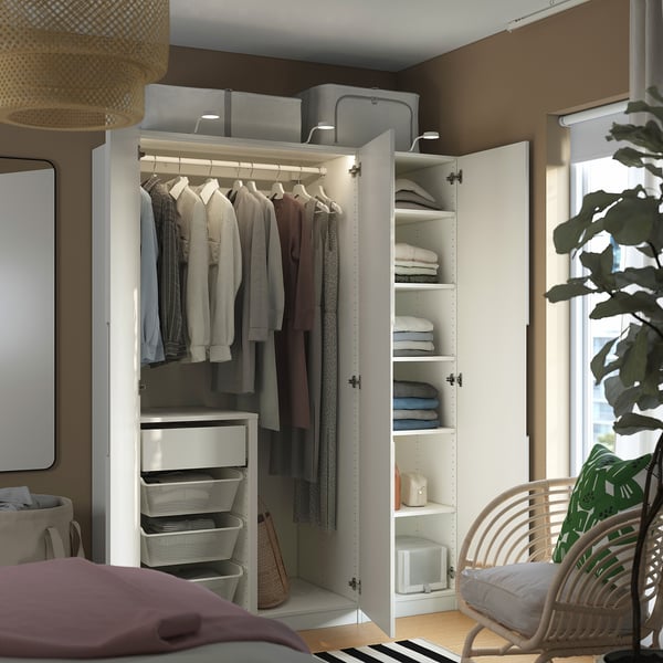PAX / TONSTAD wardrobe combination, white/off-white, 150x60x201 cm