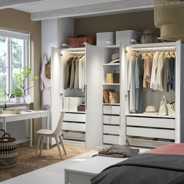 PAX / TONSTAD wardrobe combination, white/off-white, 250x60x201 cm
