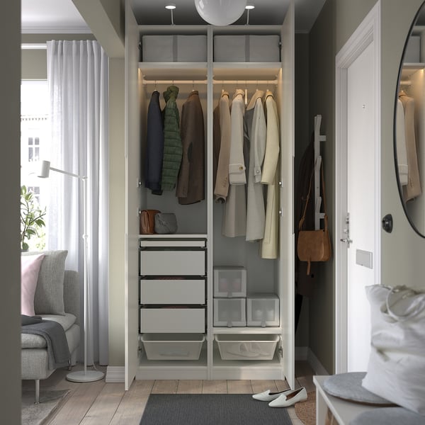 PAX / TONSTAD - Wardrobe combination, white/off-white,100x60x236 cm