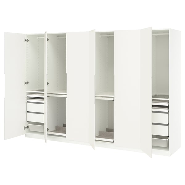 PAX / TONSTAD - Wardrobe combination, white/off-white,300x60x201 cm