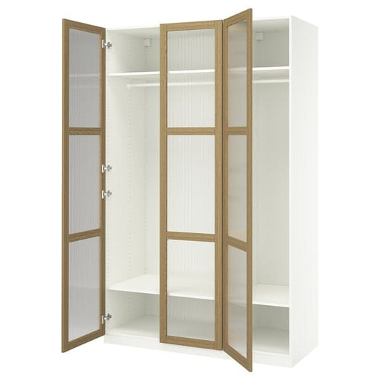 Ikea PAX / TONSTAD - Wardrobe combination, white/glass oak veneer,150x60x236 cm