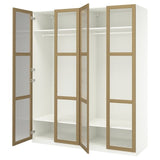 PAX / TONSTAD wardrobe combination, white/oak veneer glass, 200x60x236 cm