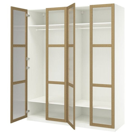 Ikea PAX / TONSTAD - Wardrobe combination, white/glass oak veneer,200x60x236 cm