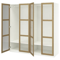 PAX / TONSTAD wardrobe combination, white/oak veneer glass, 200x60x201 cm