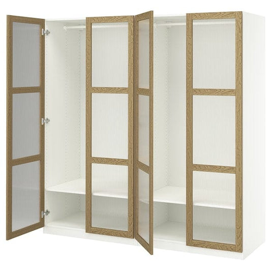 Ikea PAX / TONSTAD - Wardrobe combination, white/glass oak veneer,200x60x201 cm