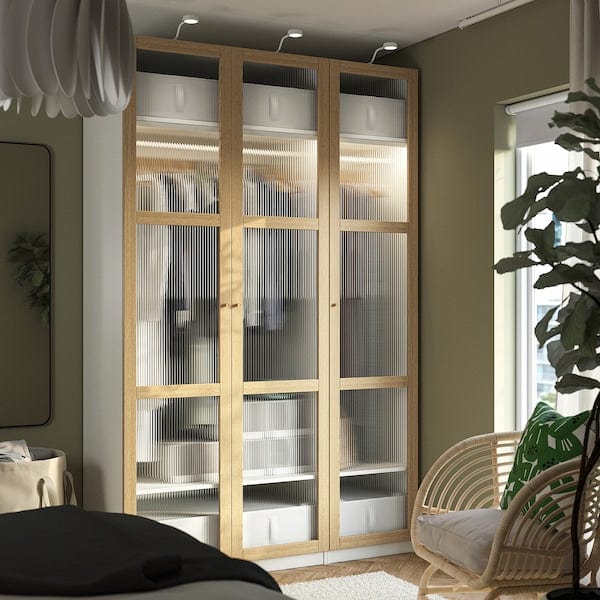 Ikea PAX / TONSTAD - Wardrobe combination, white/glass oak veneer,150x60x236 cm
