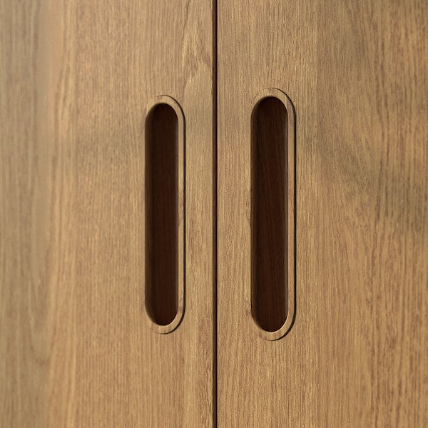 PAX / TONSTAD - Wardrobe combination, white/glass oak veneer,300x60x201 cm