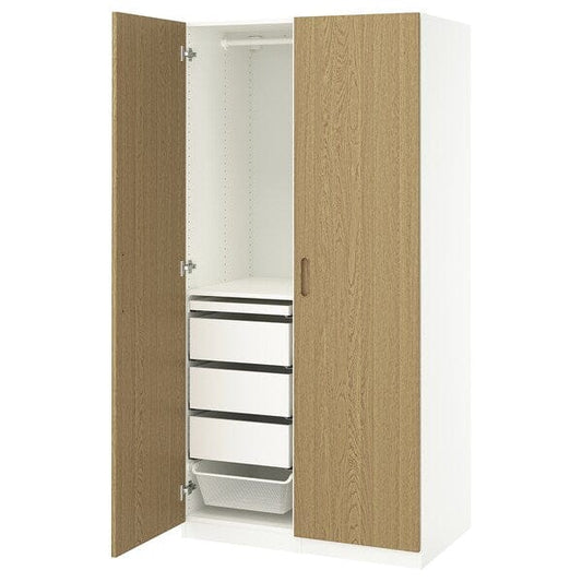 Ikea PAX / TONSTAD - Wardrobe combination, white/oak veneer,100x60x201 cm