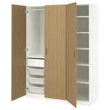 PAX / TONSTAD wardrobe combination, white/oak veneer, 150x60x201 cm