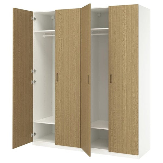 Ikea PAX / TONSTAD - Wardrobe combination, white/oak veneer,200x60x236 cm