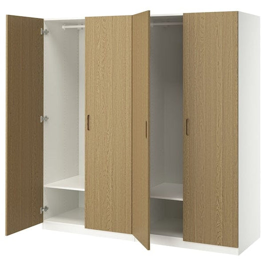 Ikea PAX / TONSTAD - Wardrobe combination, white / oak veneer,200x60x201 cm