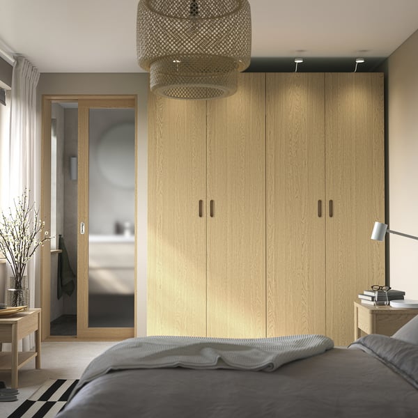 PAX / TONSTAD wardrobe combination, white/oak veneer, 200x60x236 cm