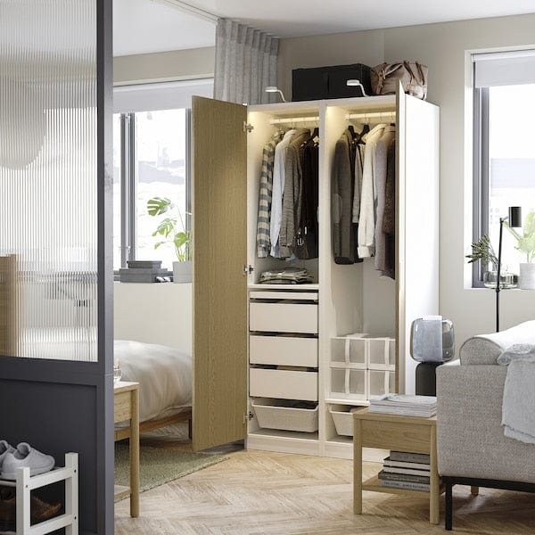 Ikea PAX / TONSTAD - Wardrobe combination, white/oak veneer,100x60x201 cm