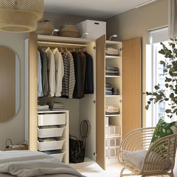 Ikea PAX / TONSTAD - Wardrobe combination, white/oak veneer,150x60x201 cm