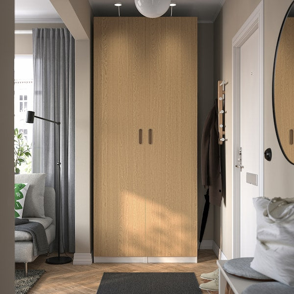 PAX / TONSTAD - Wardrobe combination, white/oak veneer,100x60x236 cm