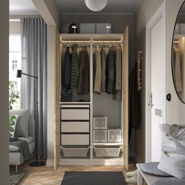Ikea PAX / TONSTAD - Wardrobe combination, white/oak veneer,100x60x201 cm
