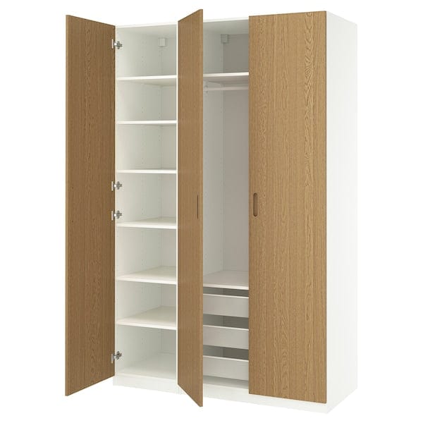 Ikea PAX / TONSTAD - Wardrobe combination, white/oak veneer,150x60x236 cm