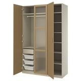 PAX / TONSTAD wardrobe combination, grey-beige/oak veneer glass, 150x60x236 cm