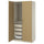 PAX / TONSTAD - PAX / TONSTAD Wardrobe combination, grey-beige/oak veneer, 100x60x201 cm