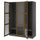 PAX / TONSTAD - Wardrobe combination, dark grey brown/ oak veneer/glass stain,150x60x201 cm