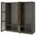 PAX / TONSTAD - Wardrobe combination, dark grey brown/ oak veneer/glass stain,200x60x201 cm