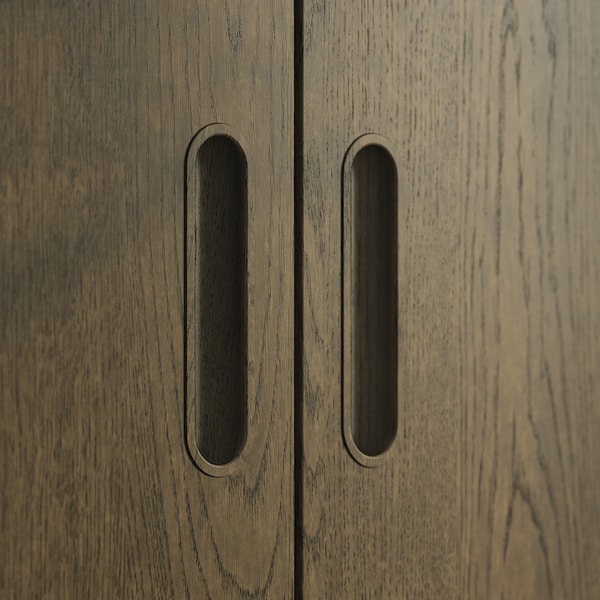 PAX / TONSTAD - Cloakroom combination, dark grey-brown/oak veneer/glass stain,300x60x236 cm