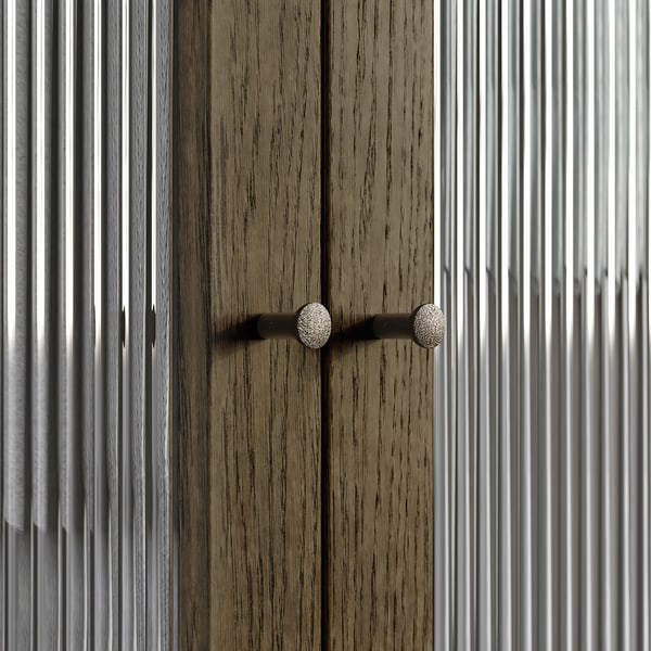 PAX / TONSTAD - Wardrobe combination, dark grey brown/ oak veneer/glass stain,200x60x201 cm