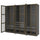 PAX / TONSTAD - Combination of wardrobe, dark gray brown/oak veneer/mordant glass,300x60x236 cm