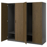 PAX / TONSTAD wardrobe combination, dark grey/brown stained oak veneer, 200x60x201 cm
