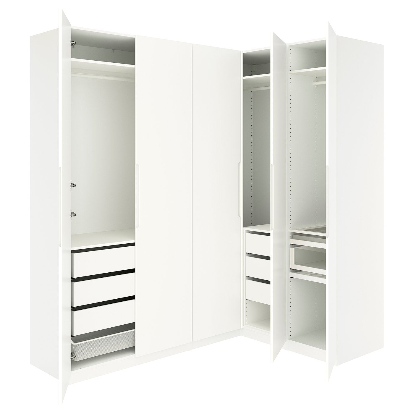 PAX / TONSTAD corner wardrobe, white/off-white, 210/160x236 cm