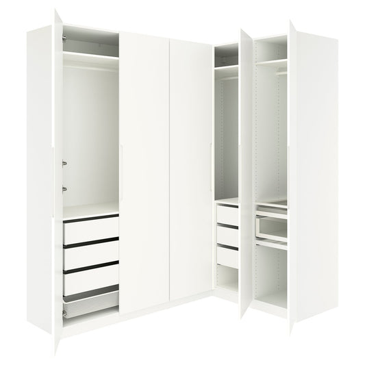 PAX / TONSTAD corner wardrobe, white/off-white, 210.4x236.4 cm